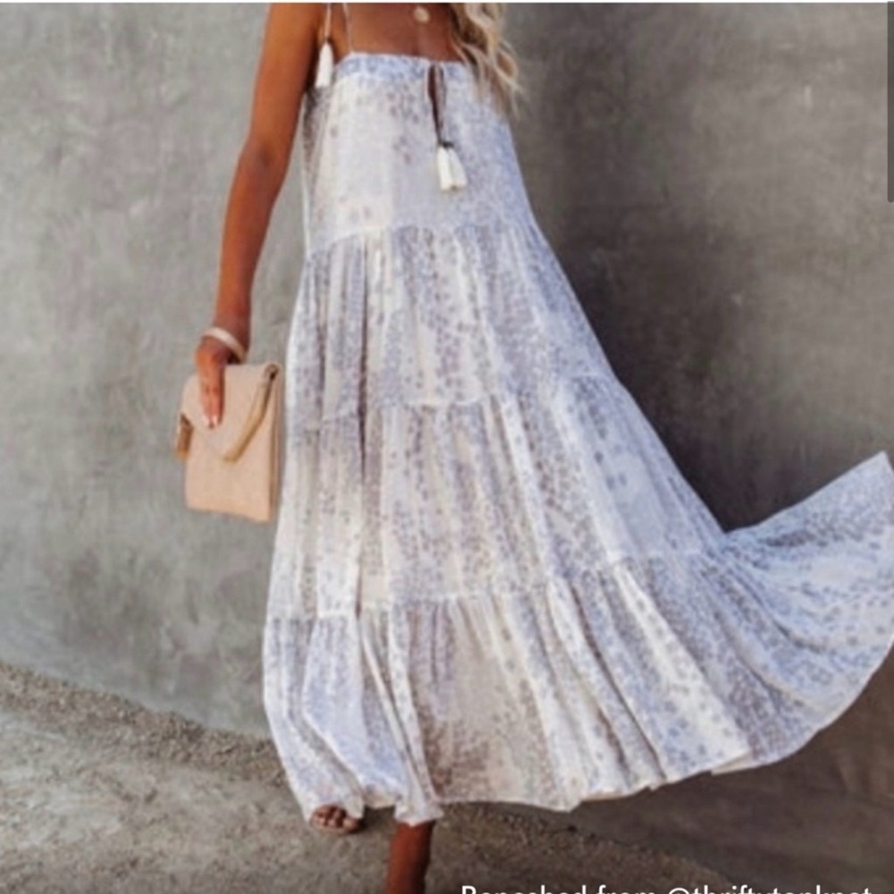Storia cream tiered maxi dress